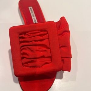 Manolo Blahnik Flaria red slides